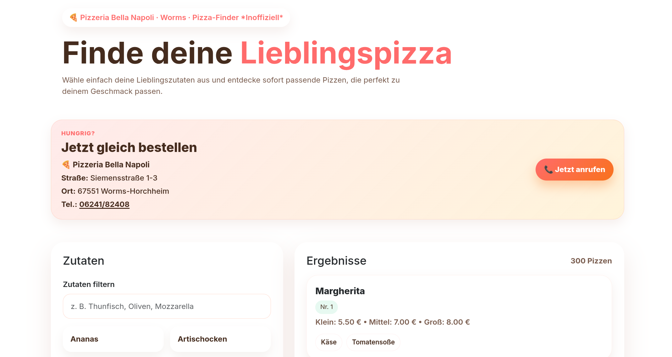 Exactly 300 Pizzas: The Unofficial Pizza-Finder for Bella Napoli Worms